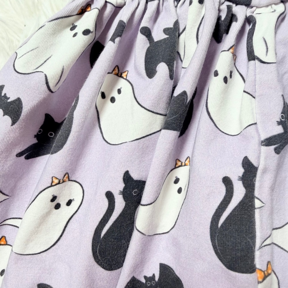 Bella & Omi Halloween Ghost Black Cat Dress 12/18M Purple Criss Cross Back - Picture 4 of 7